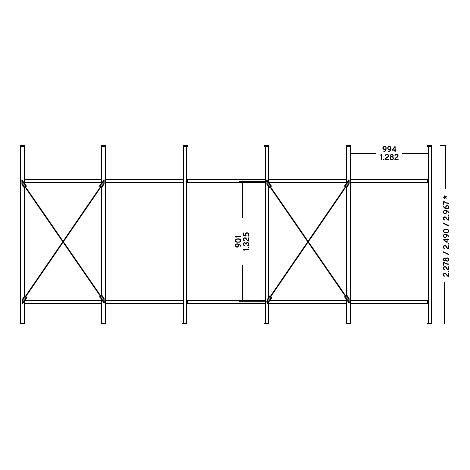 Kreuzverband für Regalsystem R 3000, für Feldbreite 994 mm, Höhe 1325 mm